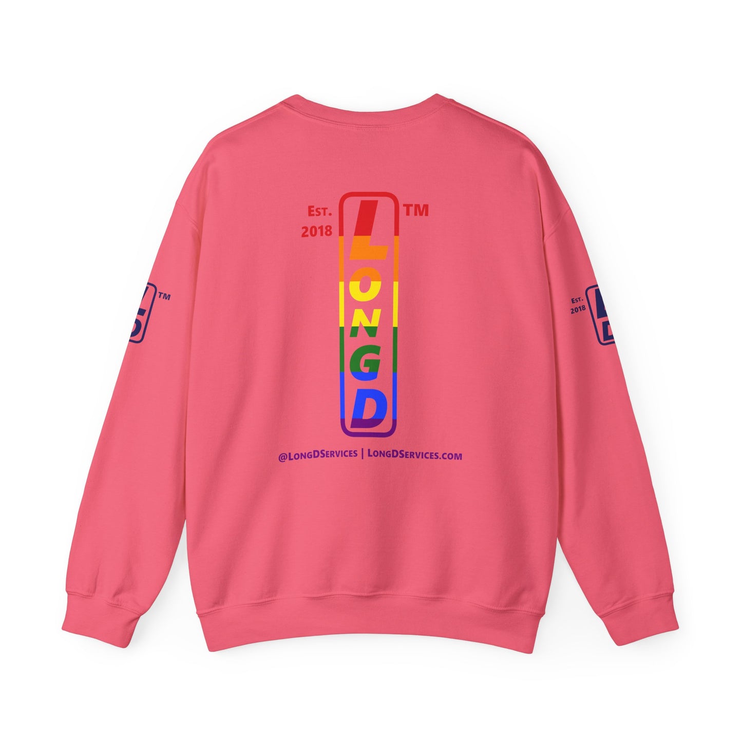 I Luv LongD positive horizontal 6-striped tag-domain upright 4-print single-breasted logo crewneck sweatshirt