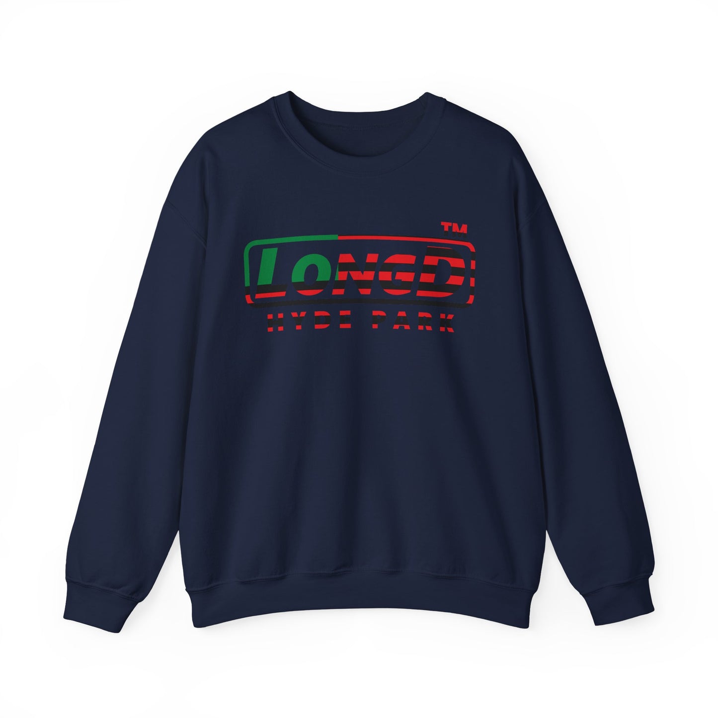 LongD positive flag Hyde Park logo crewneck sweatshirt (Juneteenth colors)