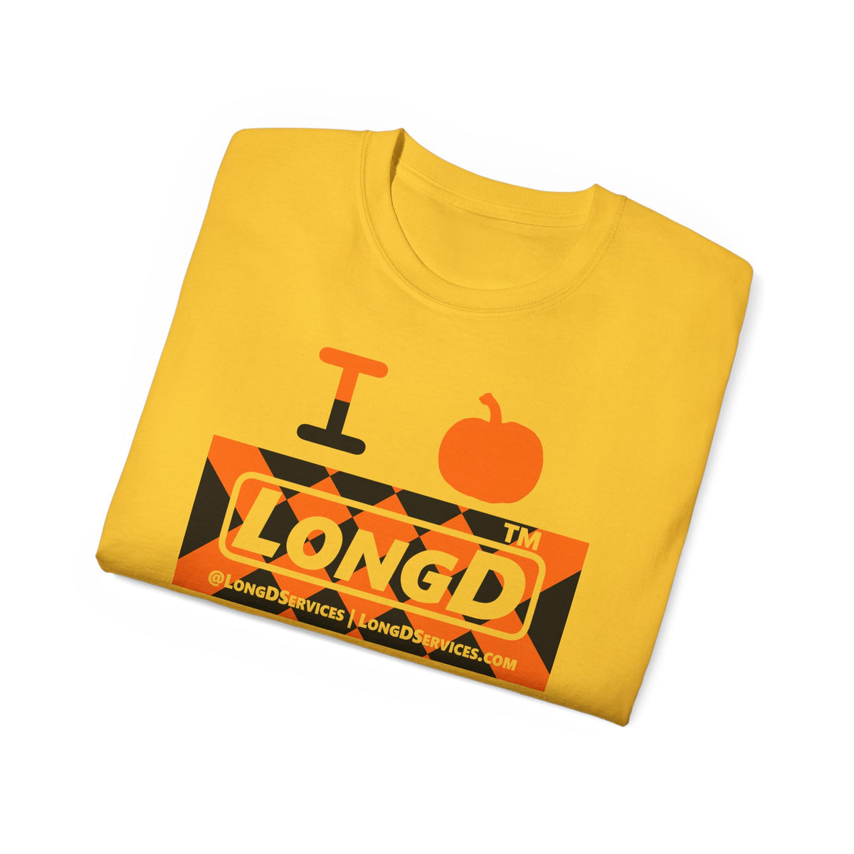 I pumpkin LongD Tag-domain negative stylized argyle logo cotton tee