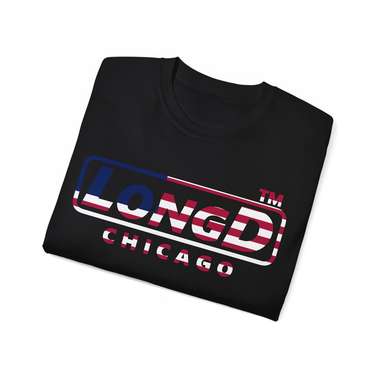 LongD positive flag Chicago logo cotton tee (patriotic colors)