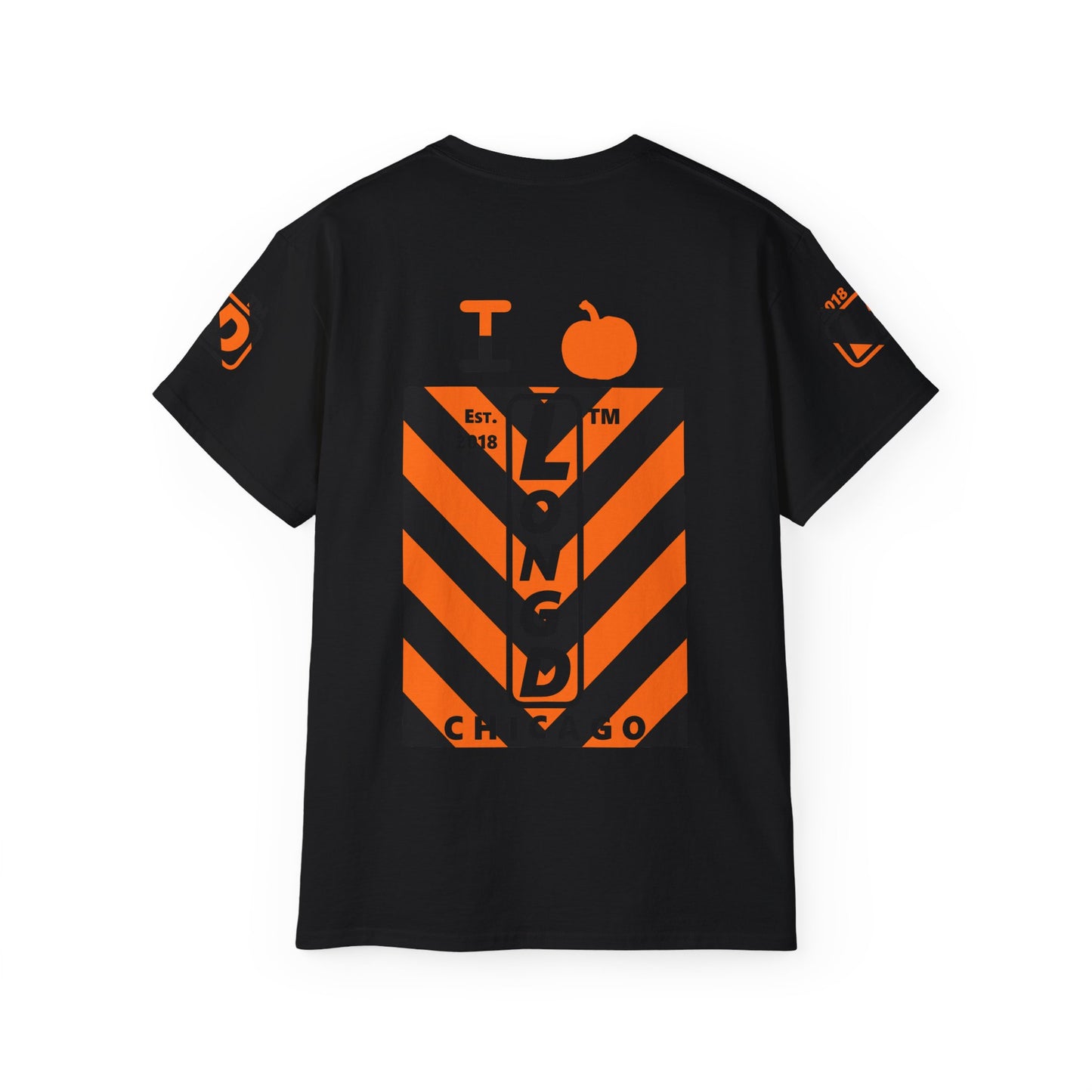 I pumpkin LongD Chicago negative upright downward chevron 4-print logo cotton tee