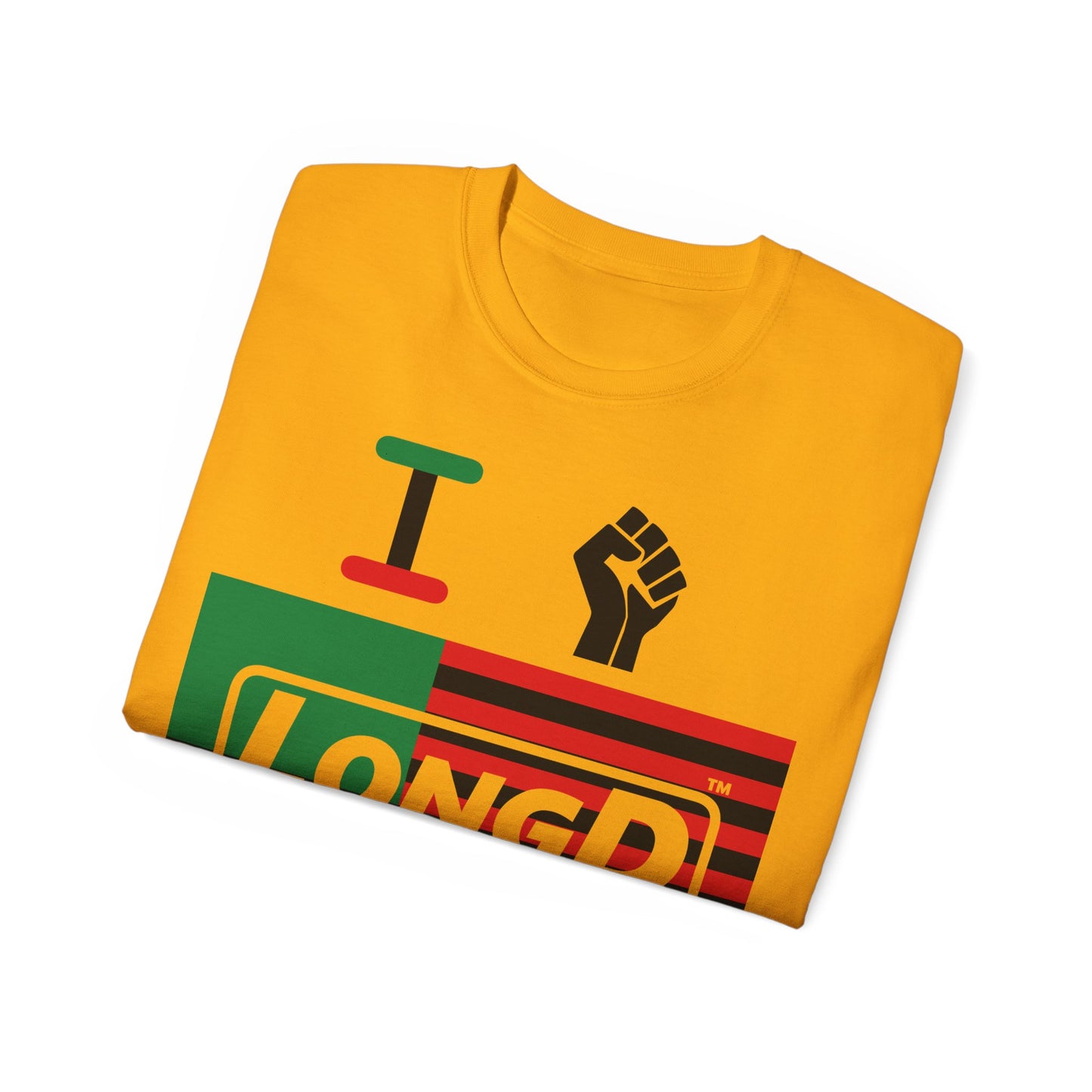 I Fist LongD® Logo Cotton Tee Juneteenth black fist negative flag
