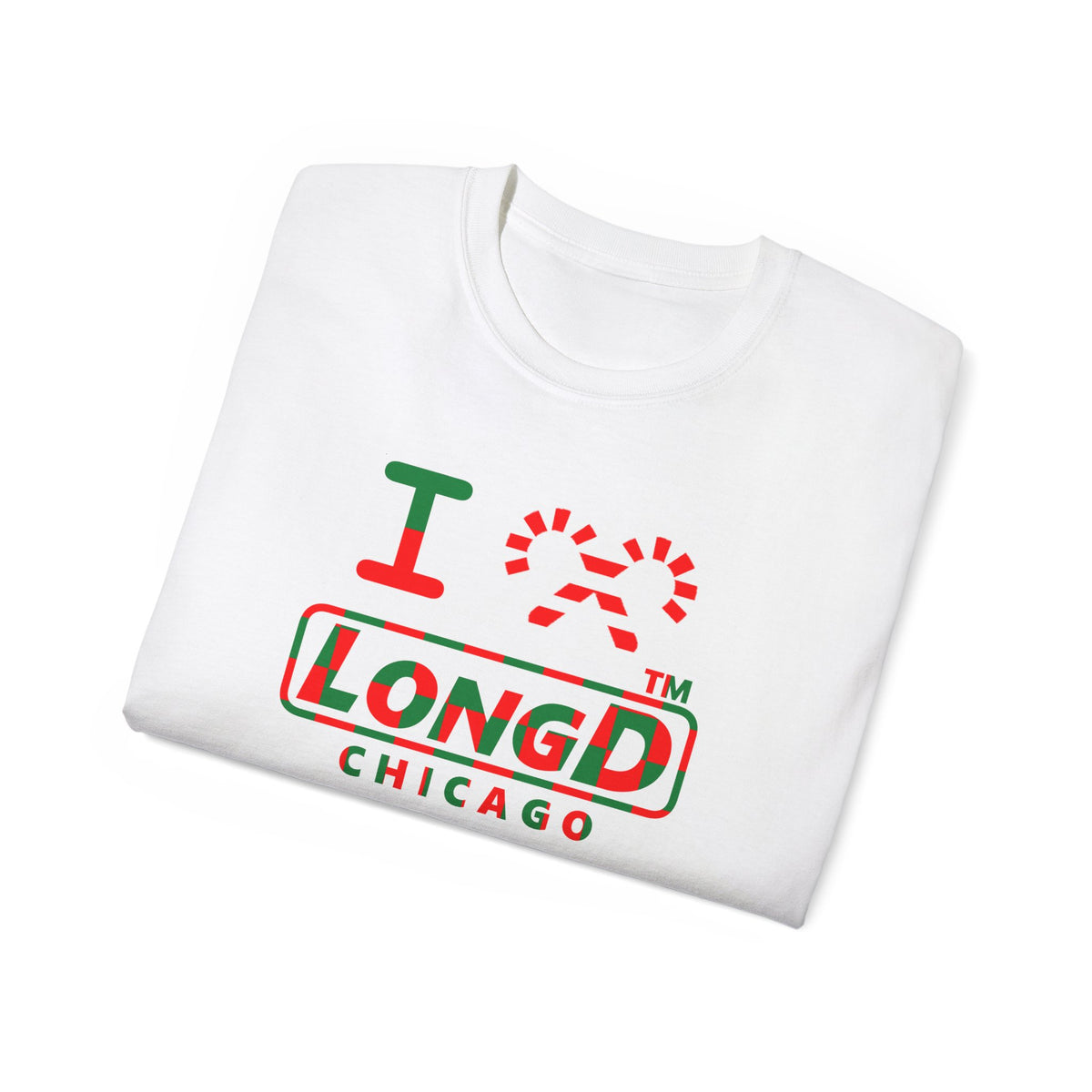 I candy cane LongD Chicago positive checkered logo cotton tee