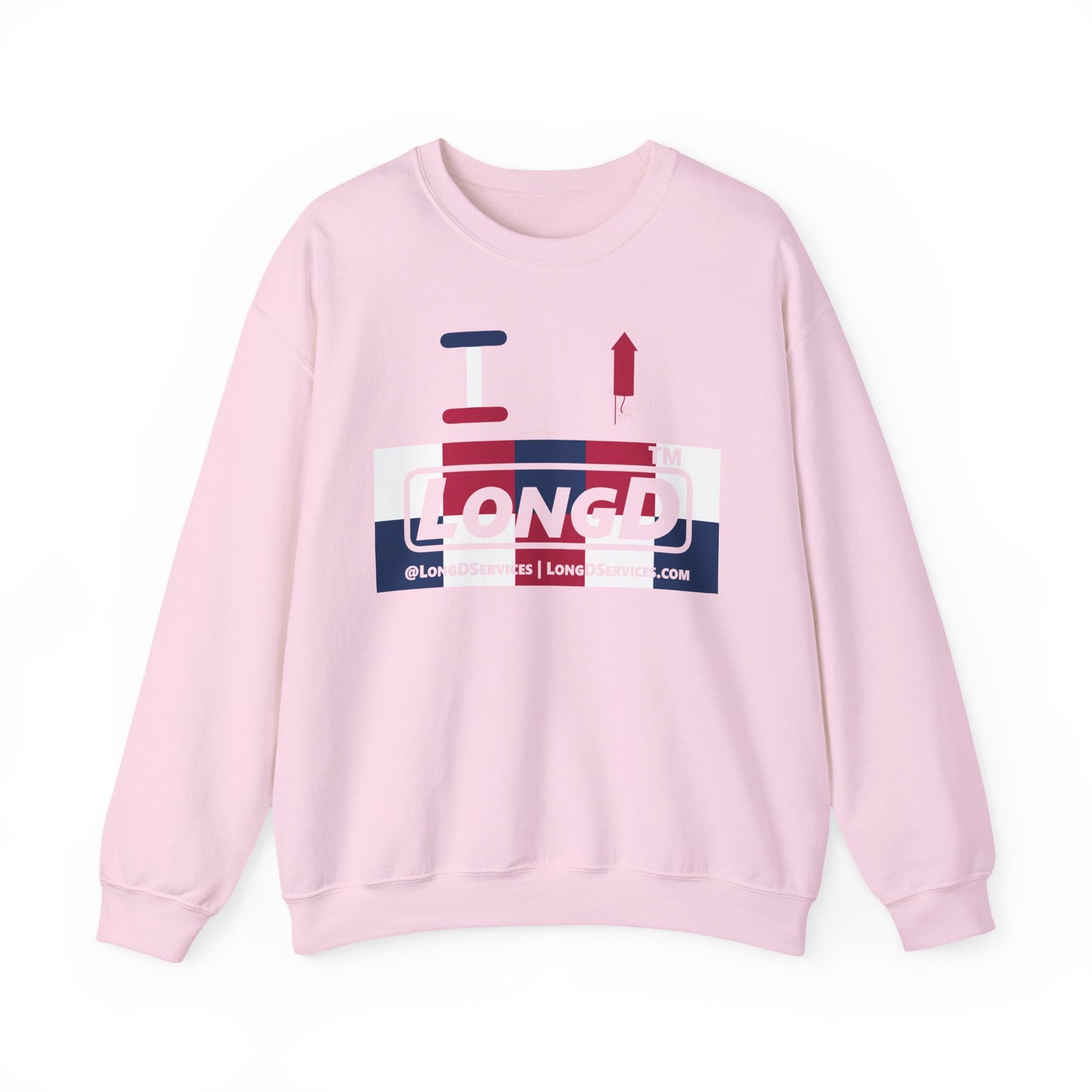 I firecracker LongD negative 2x5 tag-domain logo crewneck sweatshirt