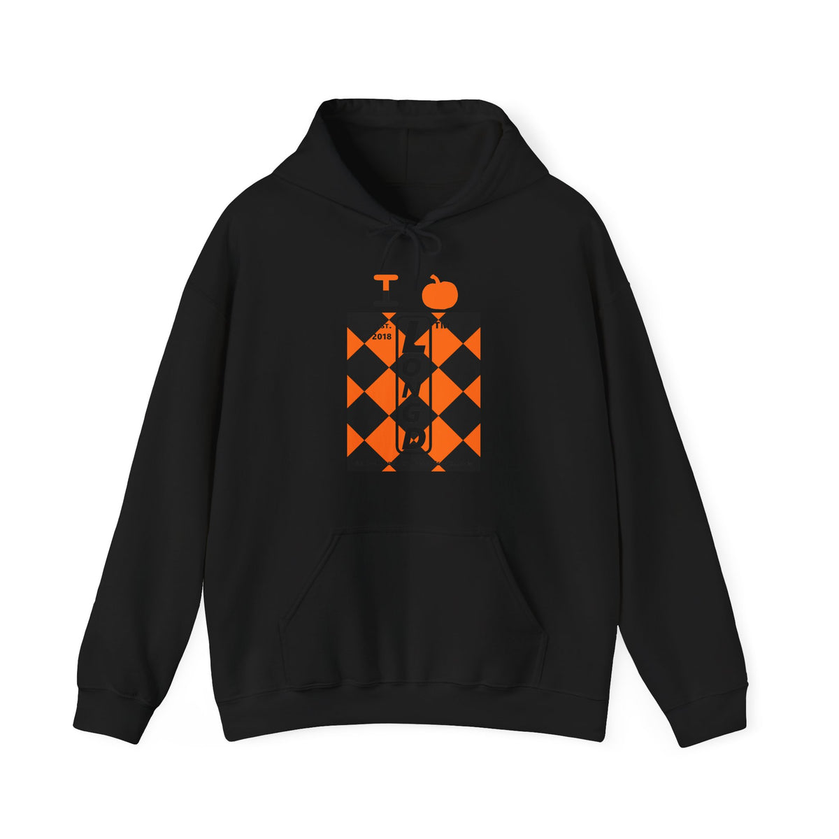 I pumpkin LongD Tag-domain negative upright argyle logo hoodie