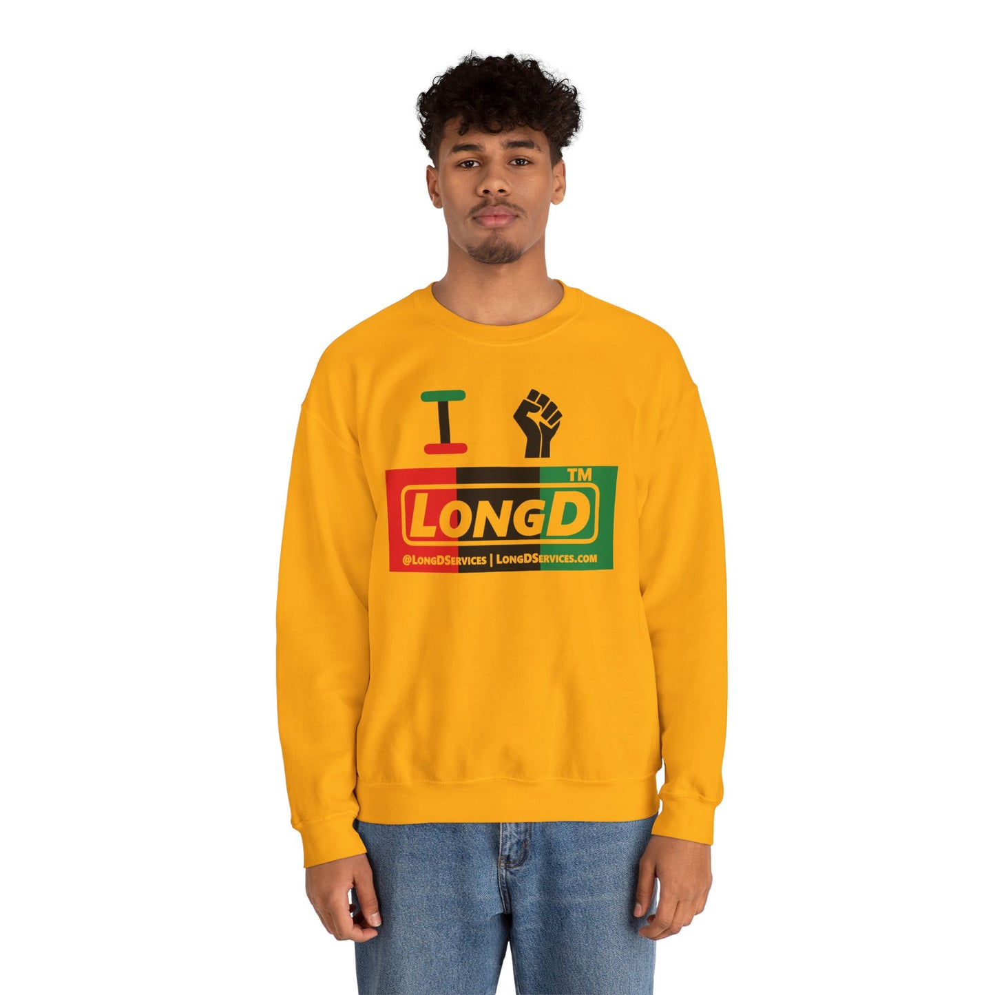 I fist LongD negative vertical 3-striped tag-domain logo crewneck sweatshirt