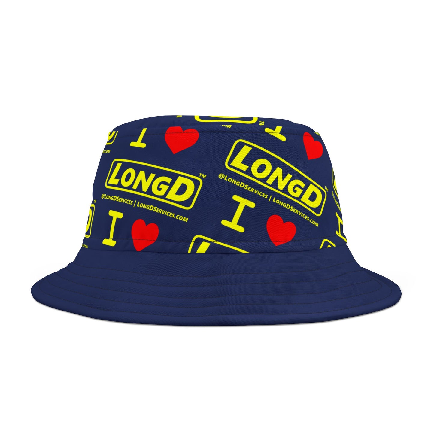 Repeat Grid of I Luv LongD Reverse Logo Bucket Hat