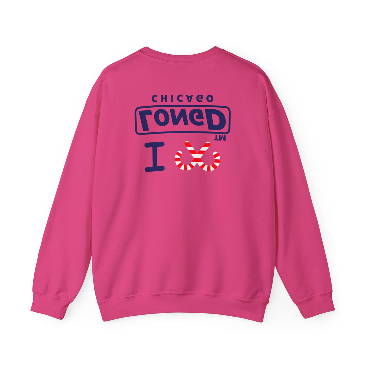 I candy cane LongD Chicago positive official basic navy front-back logo crewneck sweatshirt