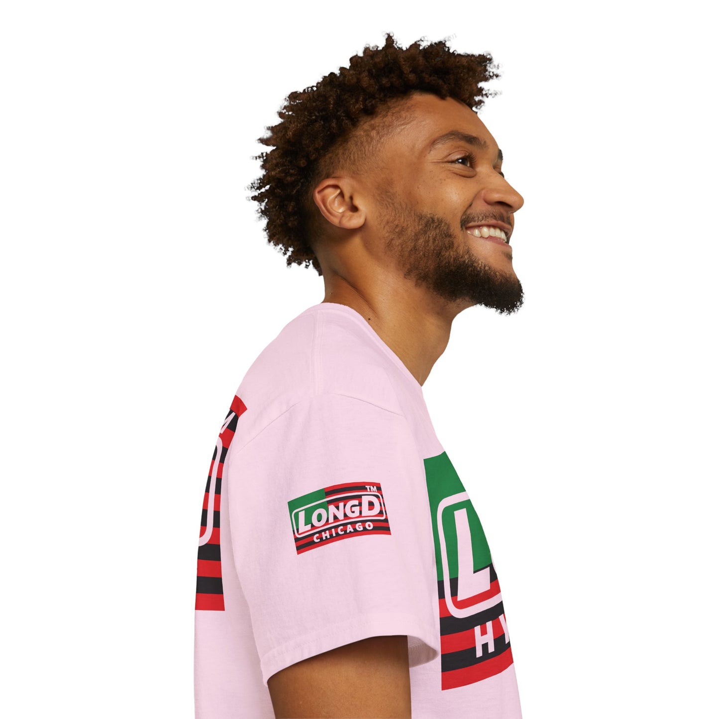 LongD negative flag Hyde Park logo 4-print cotton tee (Juneteenth colors)