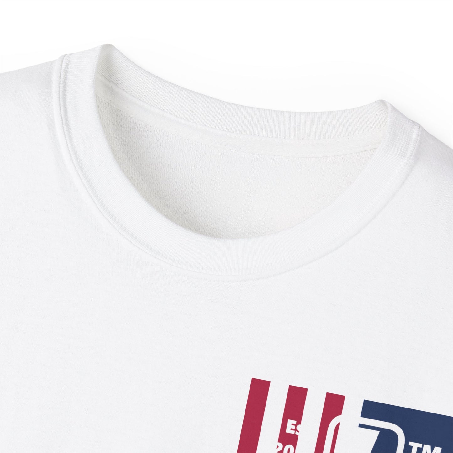 LongD cotton tee negative cropped flag single-breasted front-back Chicago upright logo (Patriotic colors)