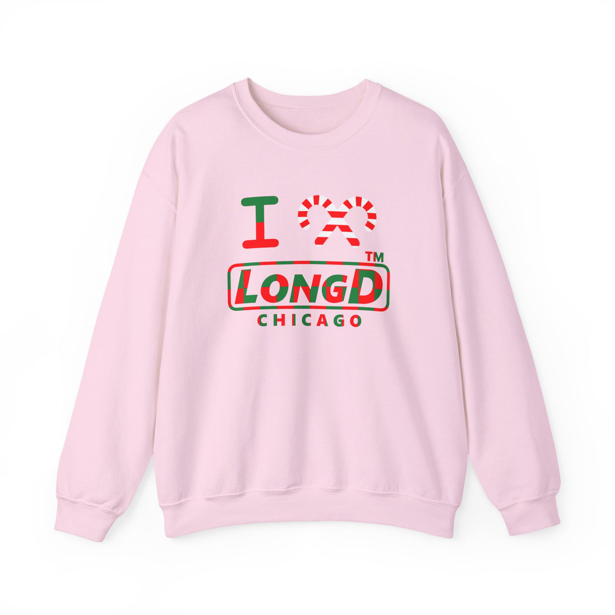 I candy cane LongD Chicago positive checkered logo crewneck sweatshirt