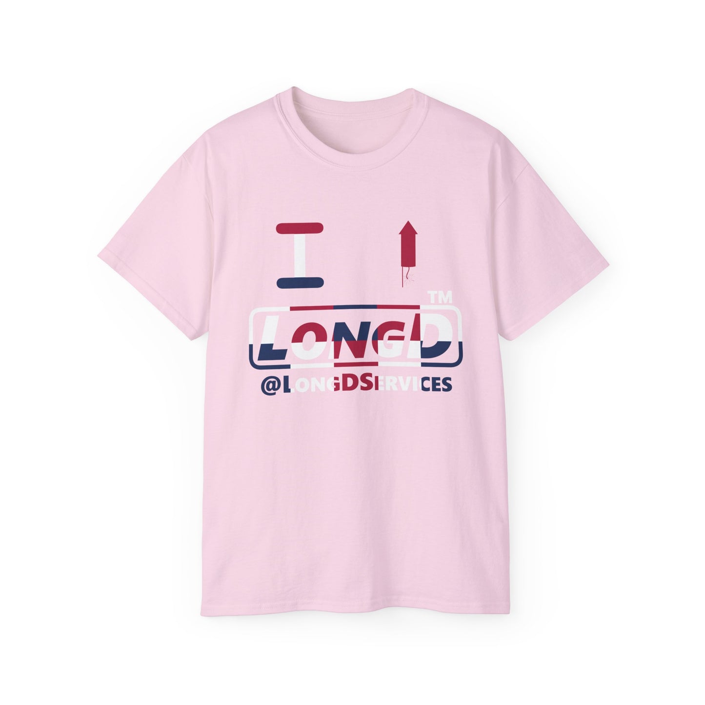 I firecracker LongD positive 2x5 front-back tag logo cotton tee