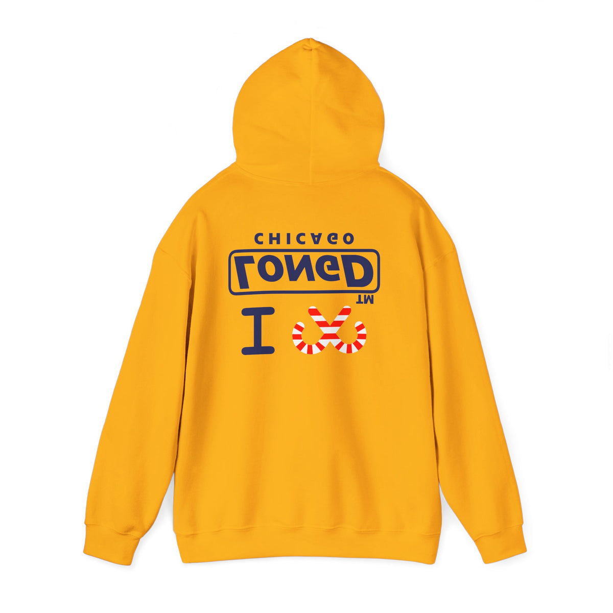 I candy cane LongD Chicago positive official basic navy front-back logo hoodie