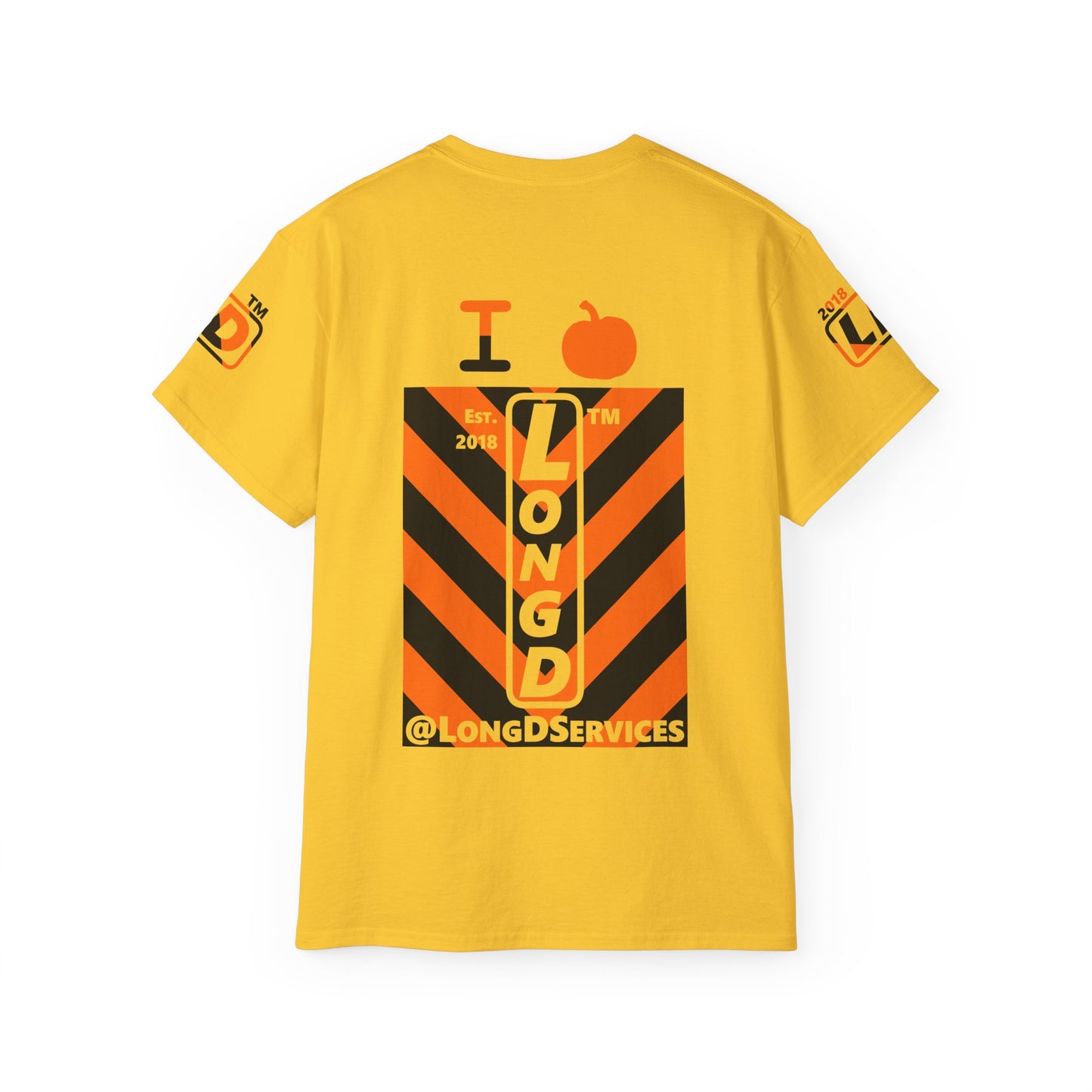 I pumpkin LongD Tag negative upright downward chevron 4-print logo cotton tee