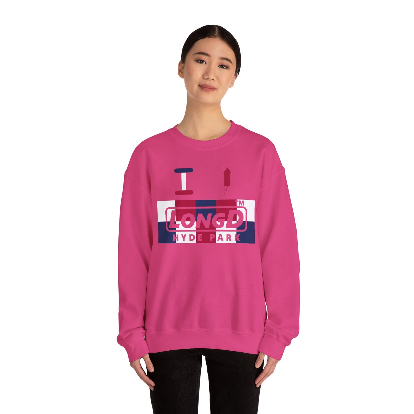 I firecracker LongD negative 2x5 Hyde Park logo crewneck sweatshirt