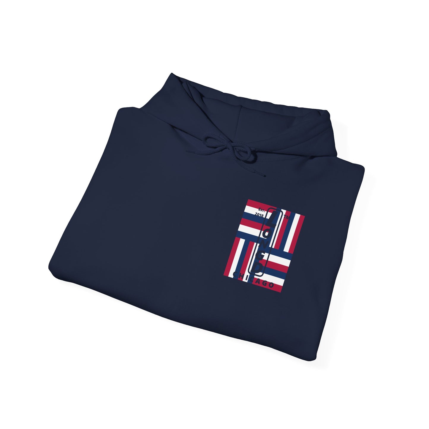 LongD single-breasted negative windmill front-back Chicago upright logo hoodie (Patriotic colors)