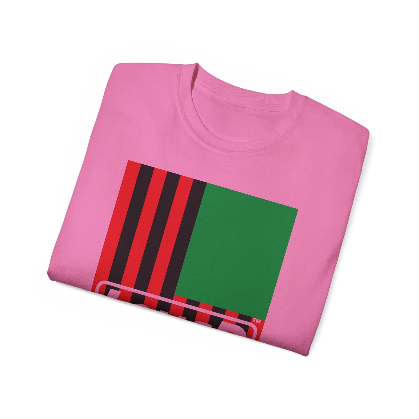 LongD® Logo Cotton Tee Juneteenth cropped vertical African-American flag negative text