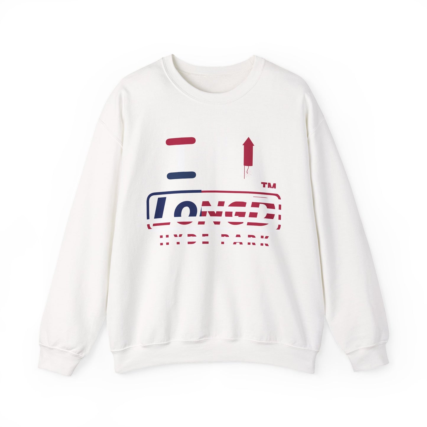 I firecracker LongD positive flag Hyde Park logo crewneck sweatshirt