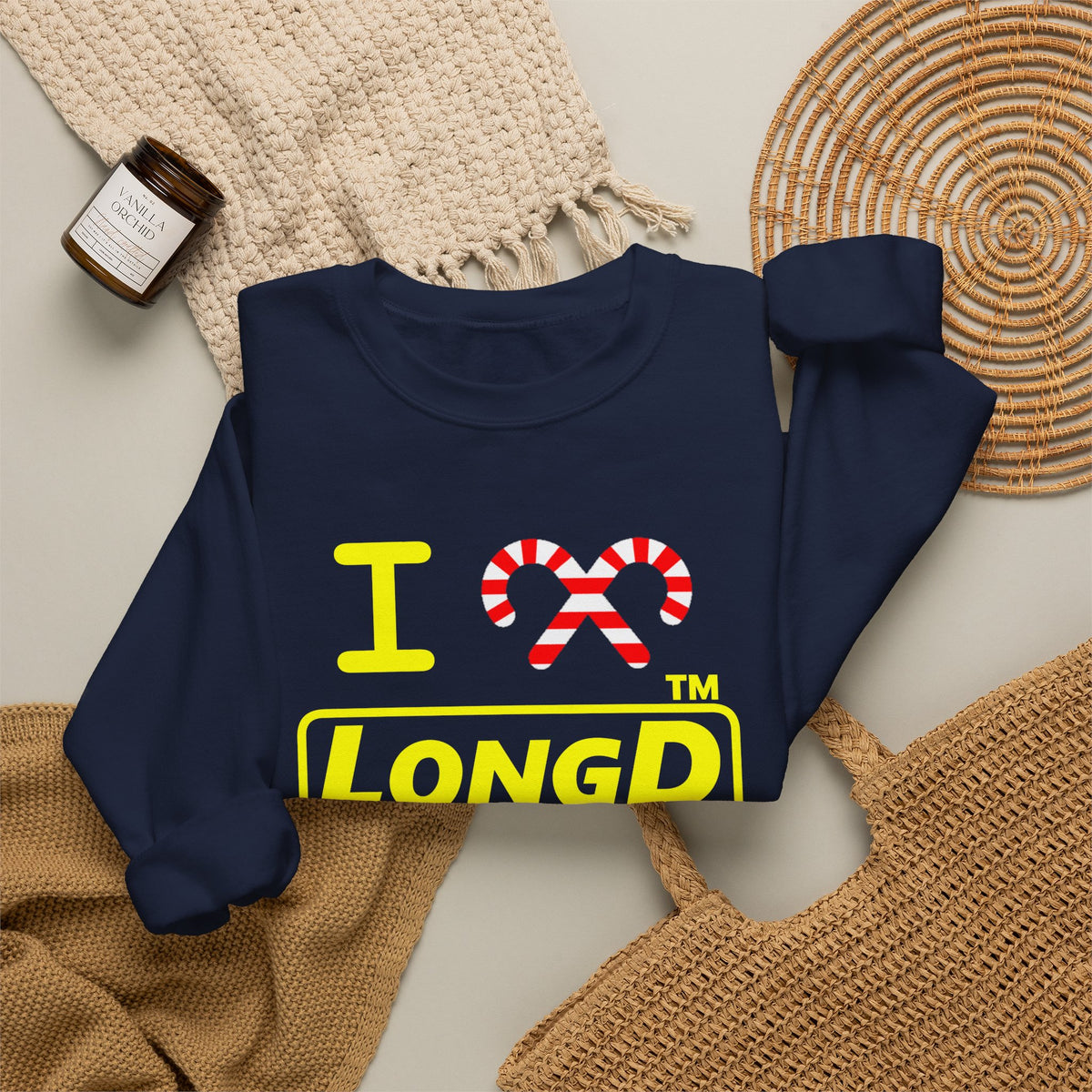 I candy cane LongD Hyde Park positive alternate basic yellow logo crewneck sweatshirt