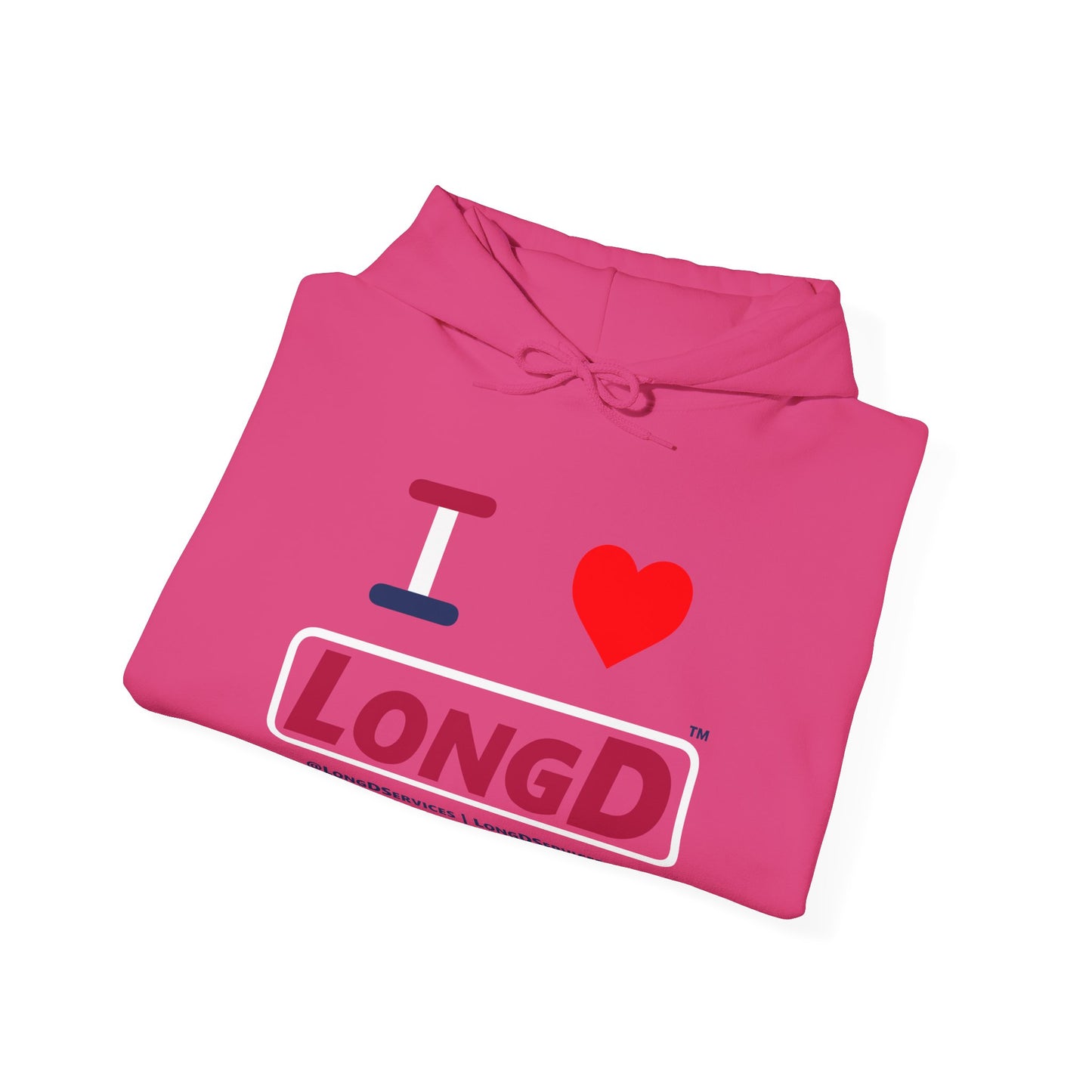 I Luv LongD® Logo Hoodie red, white and blue positive elements