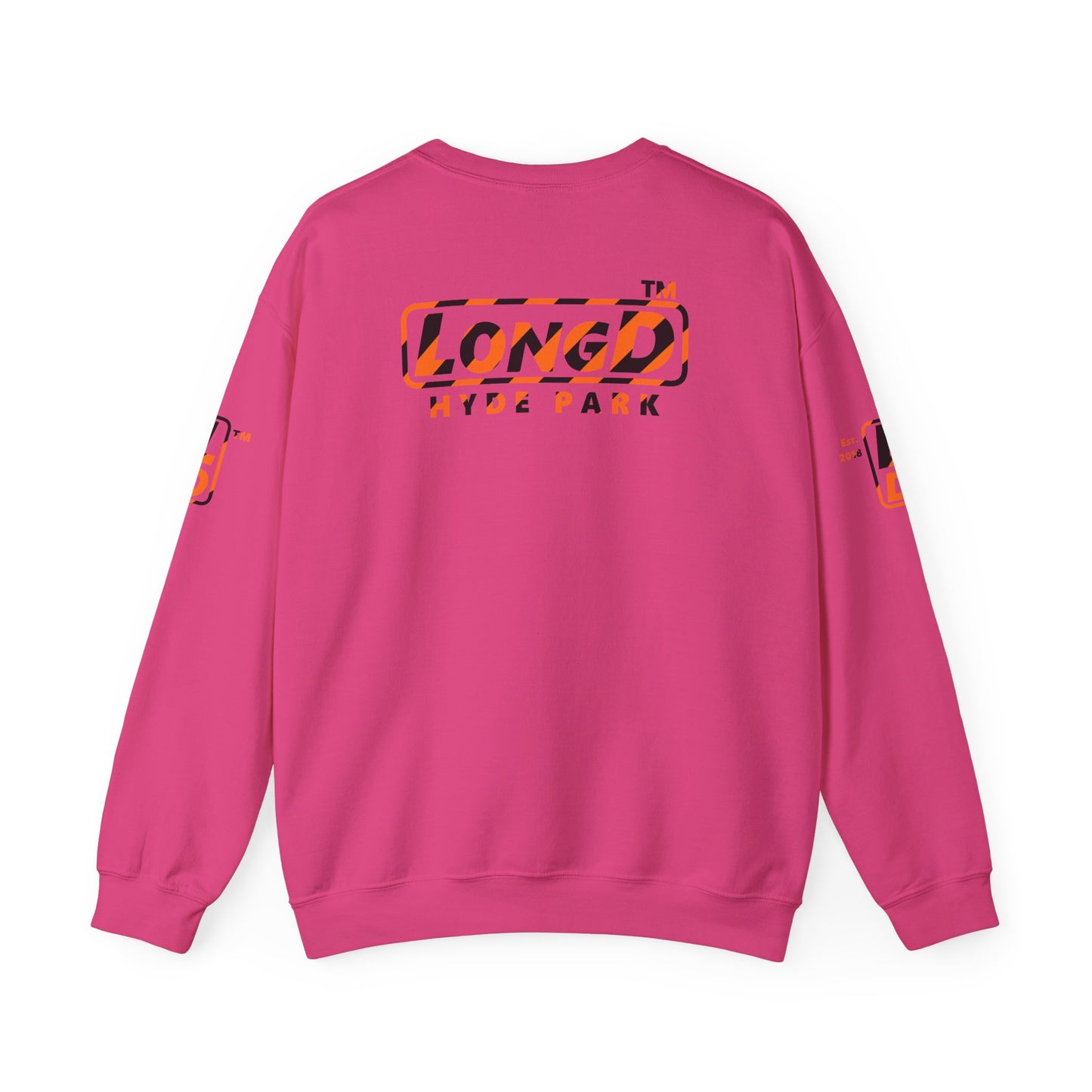 LongD Hyde Park positive 12-striped 4-print logo (Halloween colors) crewneck sweatshirt
