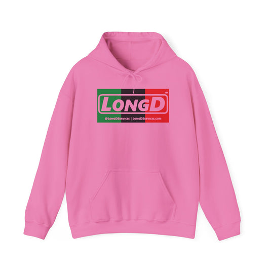 LongD® Logo Hoodie with Juneteenth negative thirds text