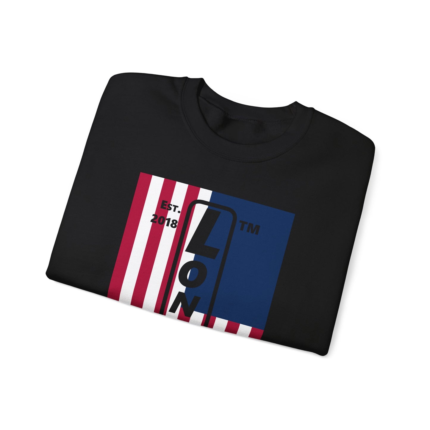 LongD negative cropped flag Chicago logo crewneck sweatshirt (patriotic colors)