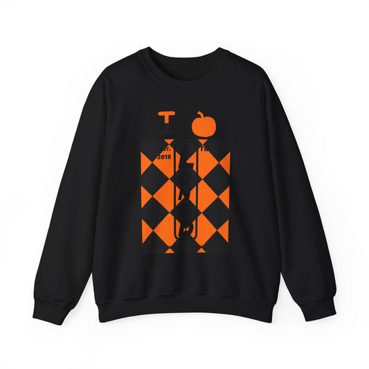 I pumpkin LongD Tag-domain negative upright argyle logo crewneck sweatshirt