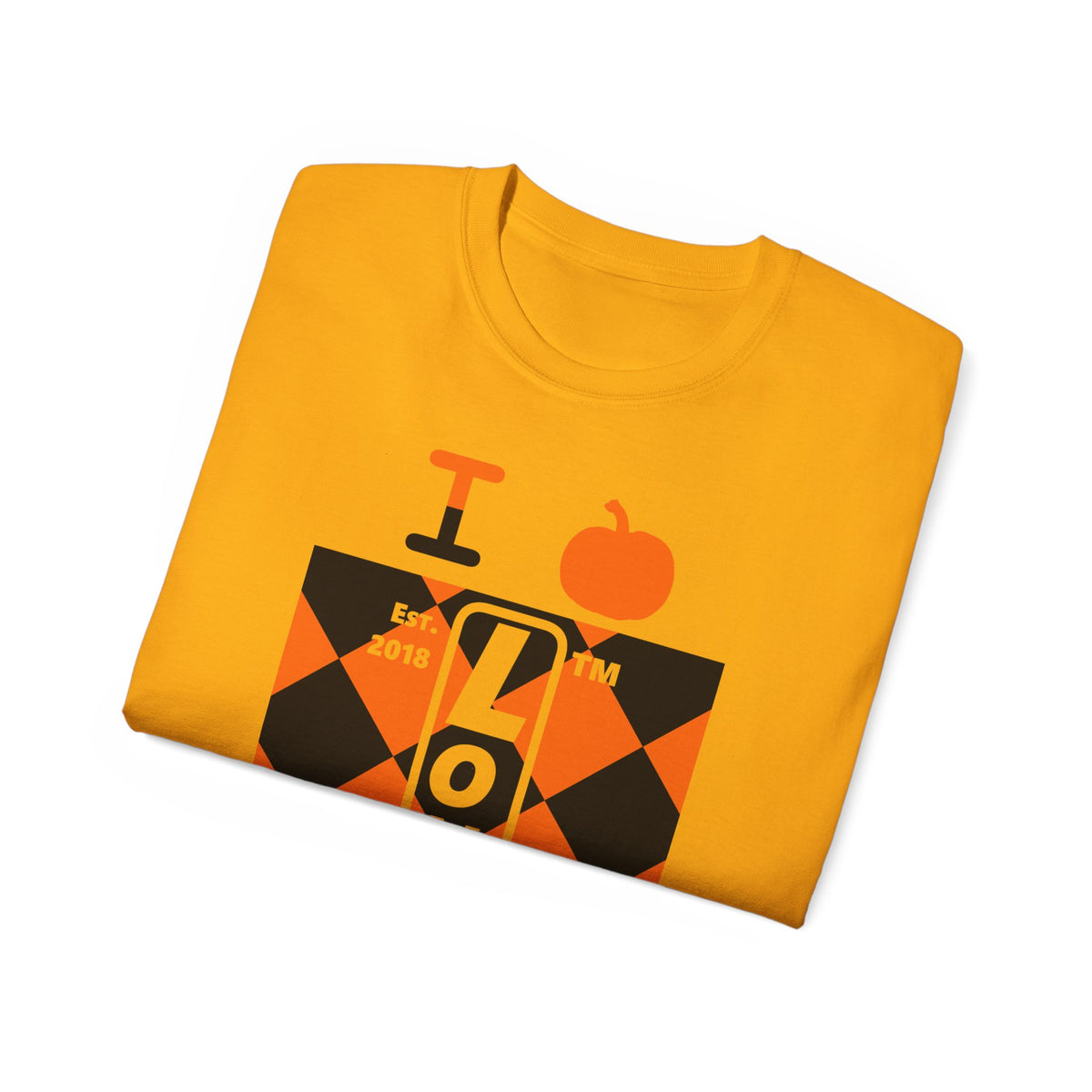 I pumpkin LongD Tag negative upright argyle logo cotton tee