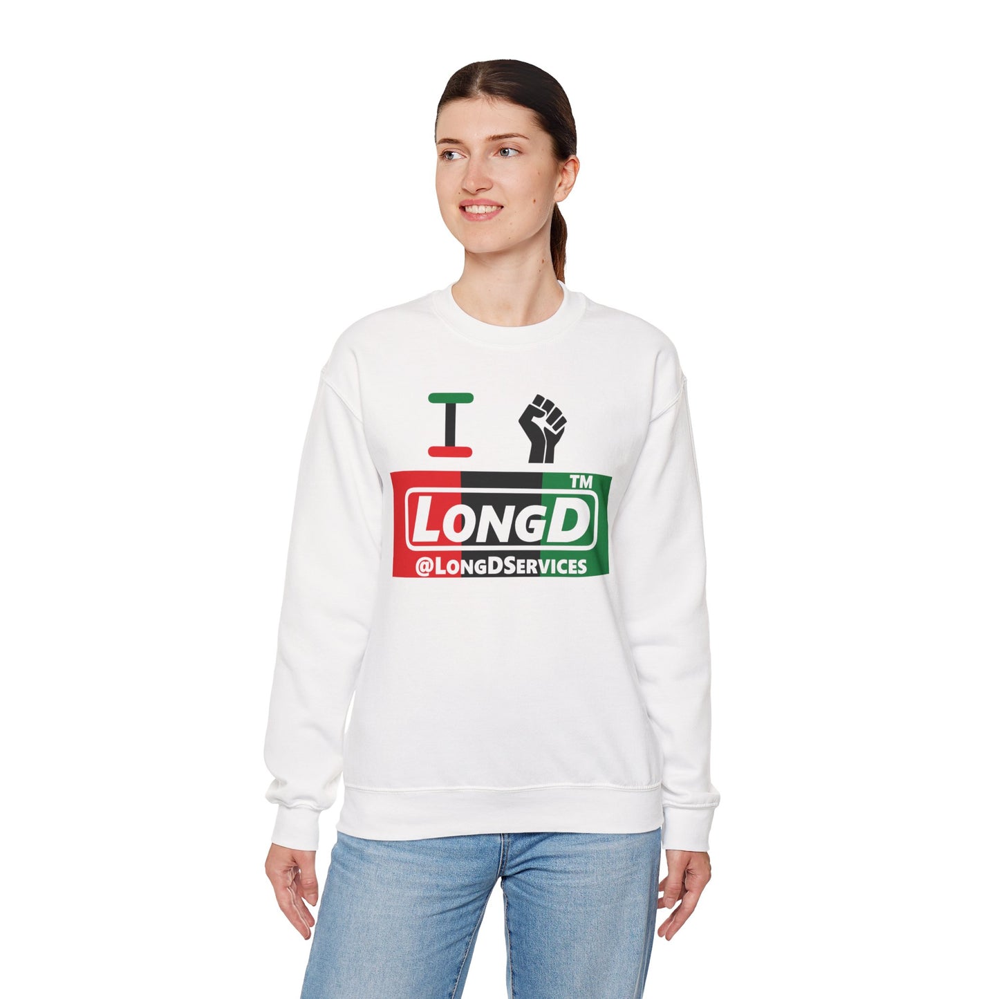 I fist LongD negative vertical 3-striped tag logo crewneck sweatshirt