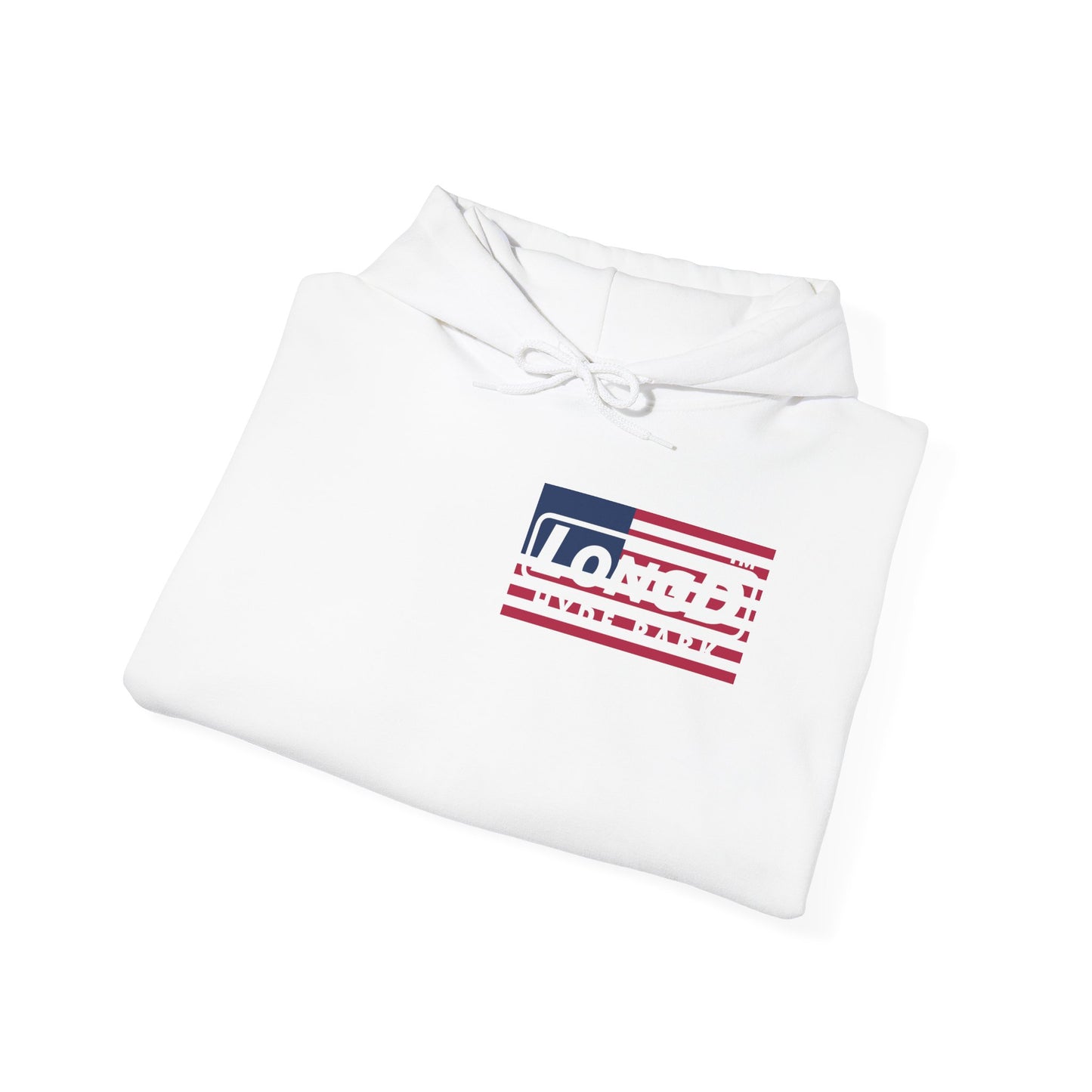 LongD® negative flag front-back single breasted Hyde Park logo hoodie (patriotic colors)