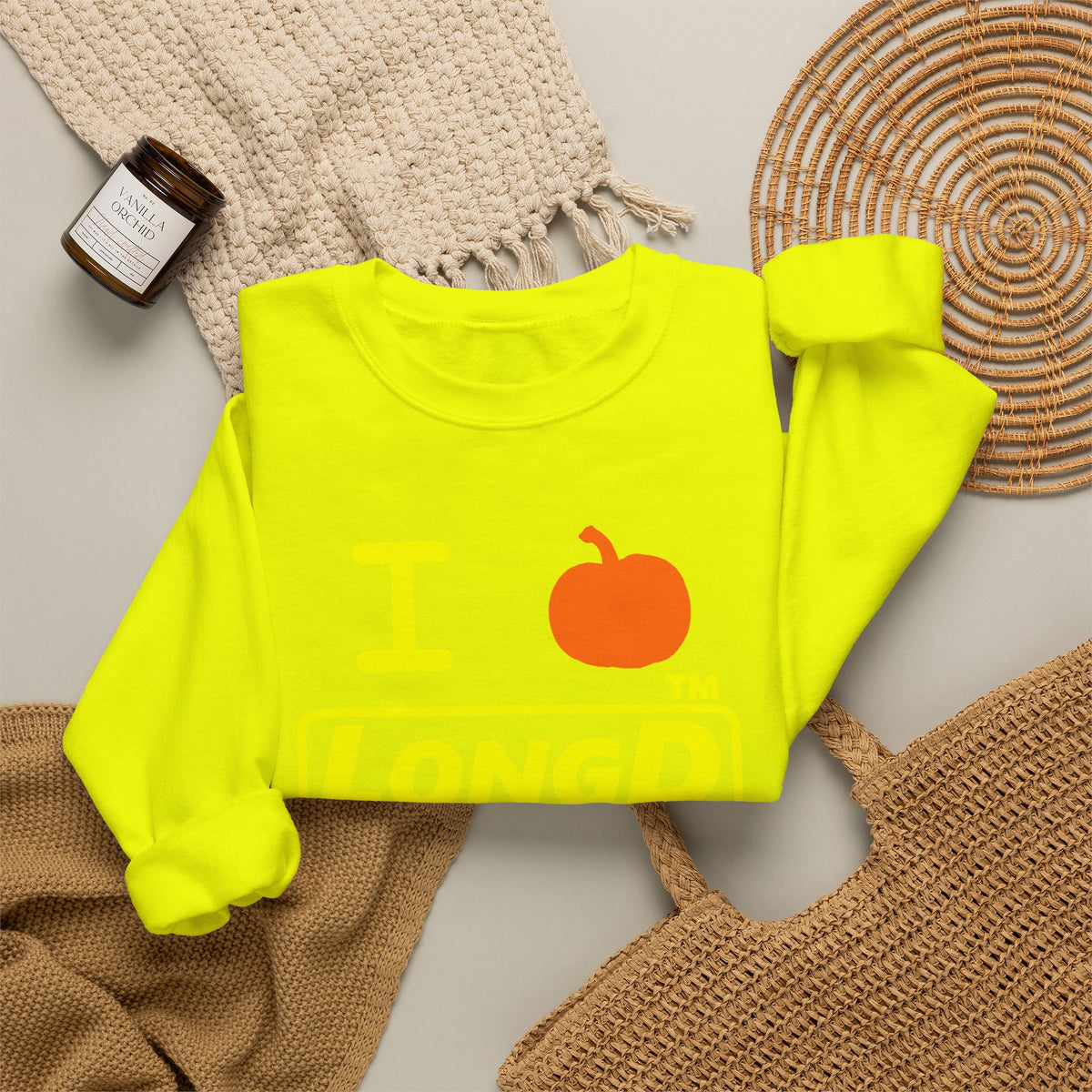I pumpkin LongD Tag-domain positive alternate basic Yellow (FFFF00) logo crewneck sweatshirt