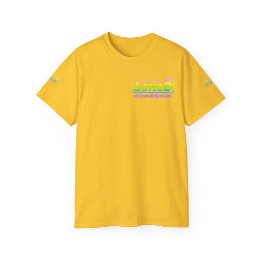 LongD® positive horizontal striped 4-print Tag Logo Cotton Tee (Easter colors)