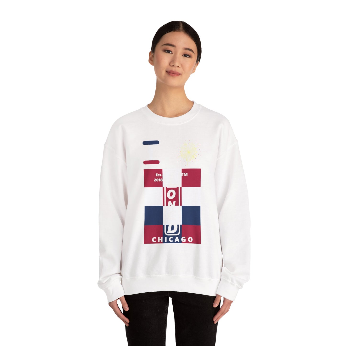 I Burst LongD negative 4x3 Chicago upright logo crewneck sweatshirt