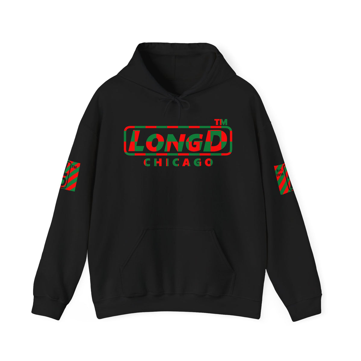 LongD Chicago positive checkered 4-print logo (Xmas colors) hoodie