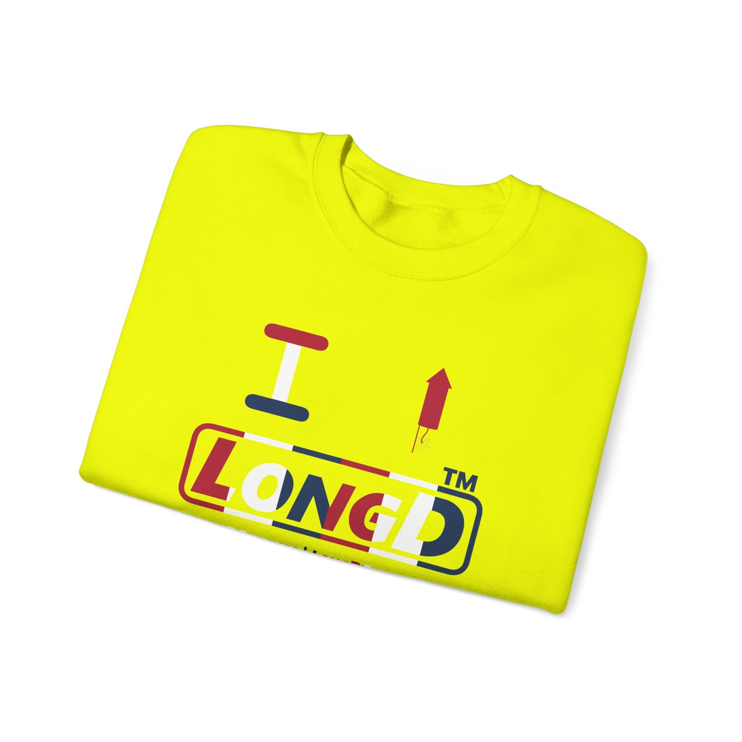 I firecracker LongD positive vertical 6-striped tag-domain logo crewneck sweatshirt