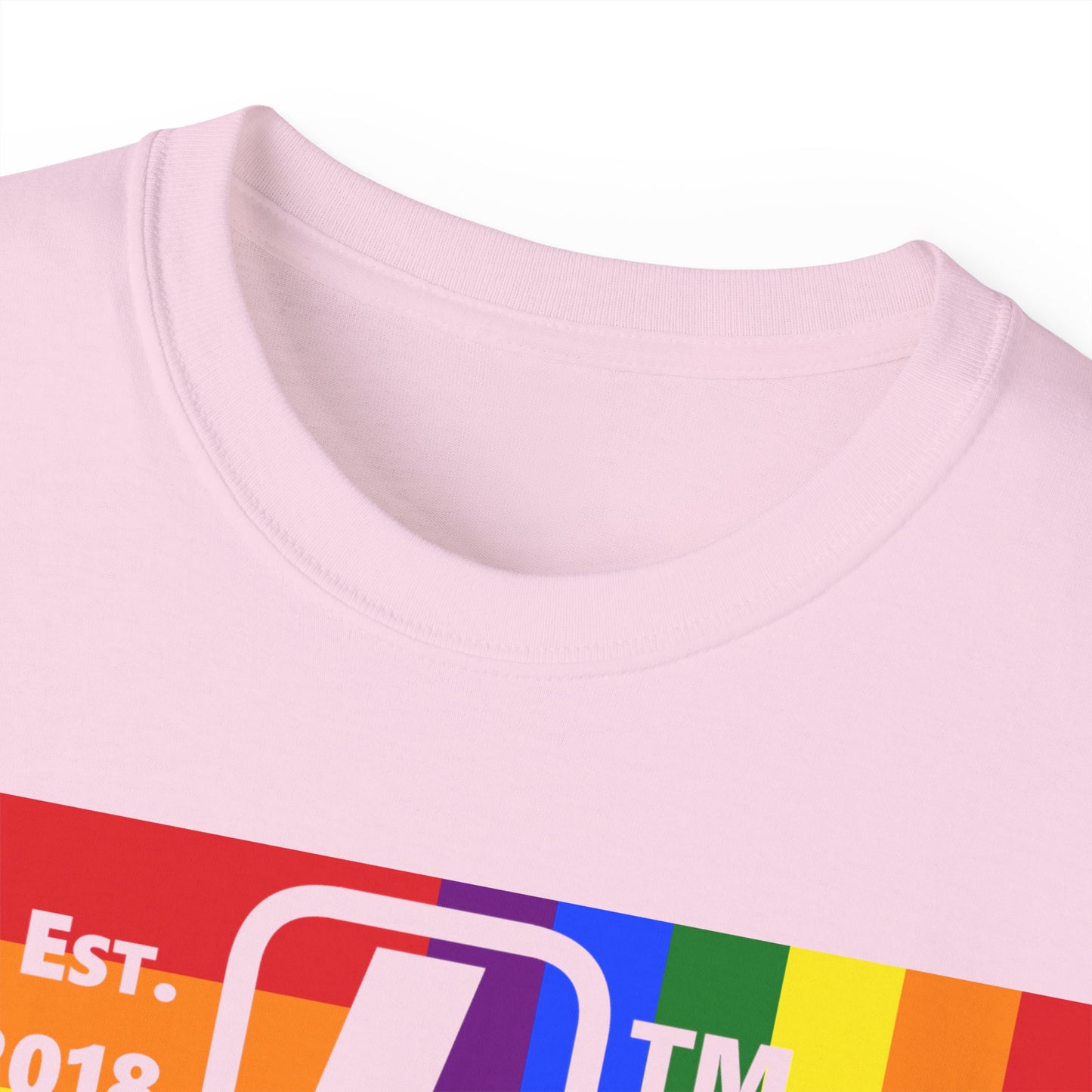 LongD Cotton Tee negative windmill Chicago upright logo (Pride colors)