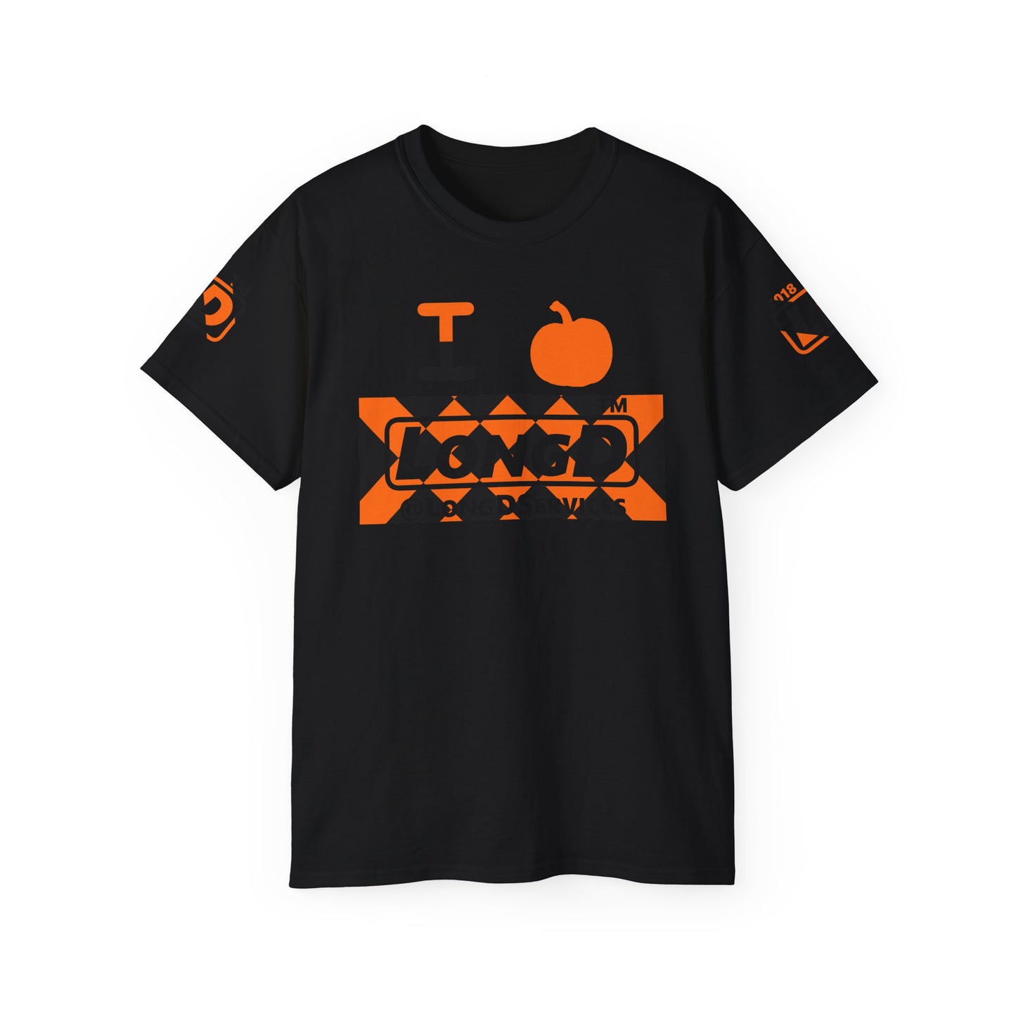 I pumpkin LongD Tag negative stylized argyle 4-print logo cotton tee