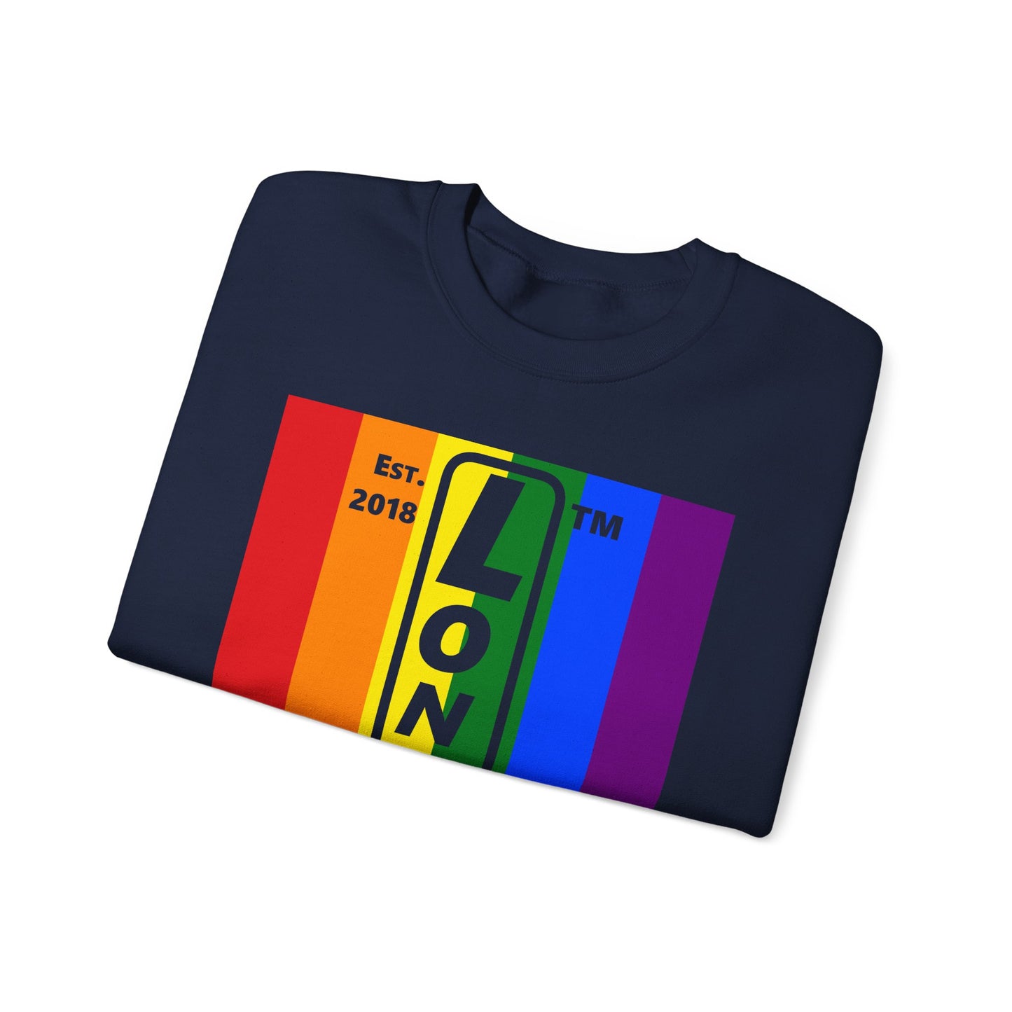 LongD negative cropped flag Hyde Park upright logo crewneck sweatshirt (Pride colors)