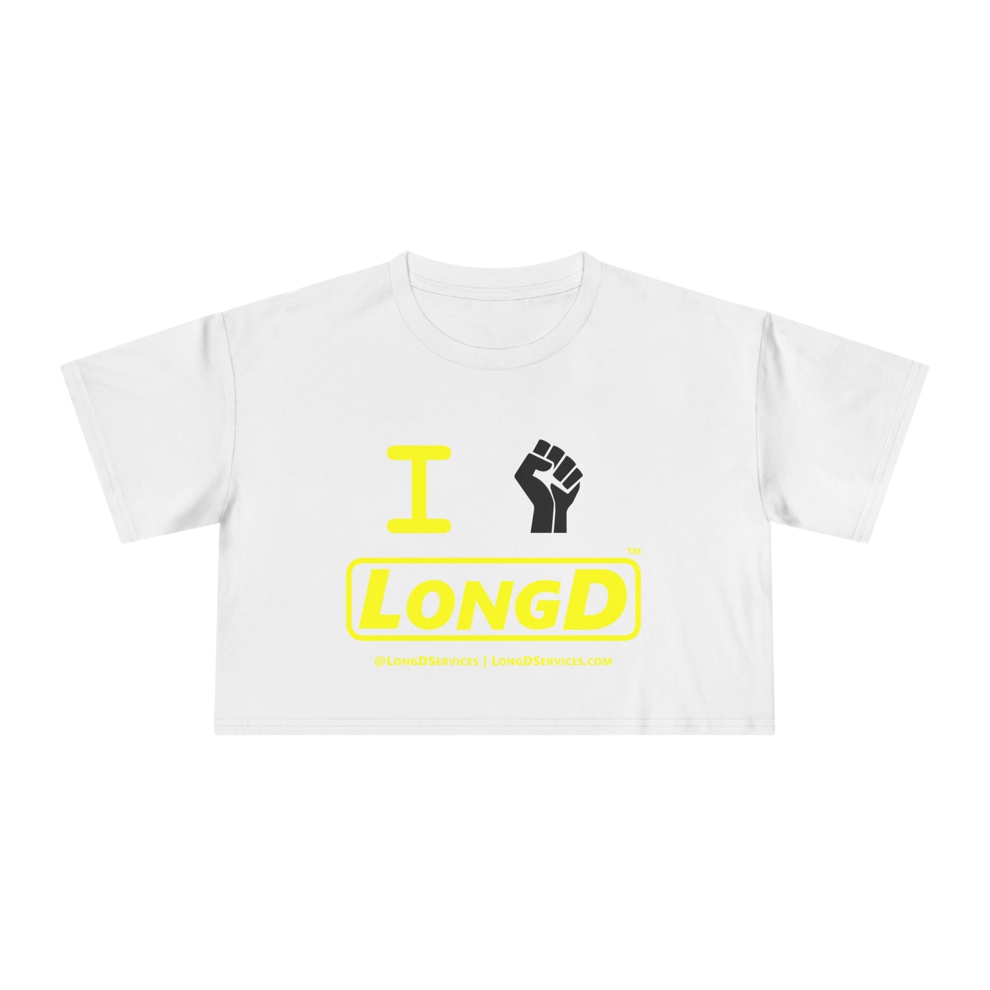 I Fist LongD Logo Women's Crop Tee (Black fist and secondary logo)