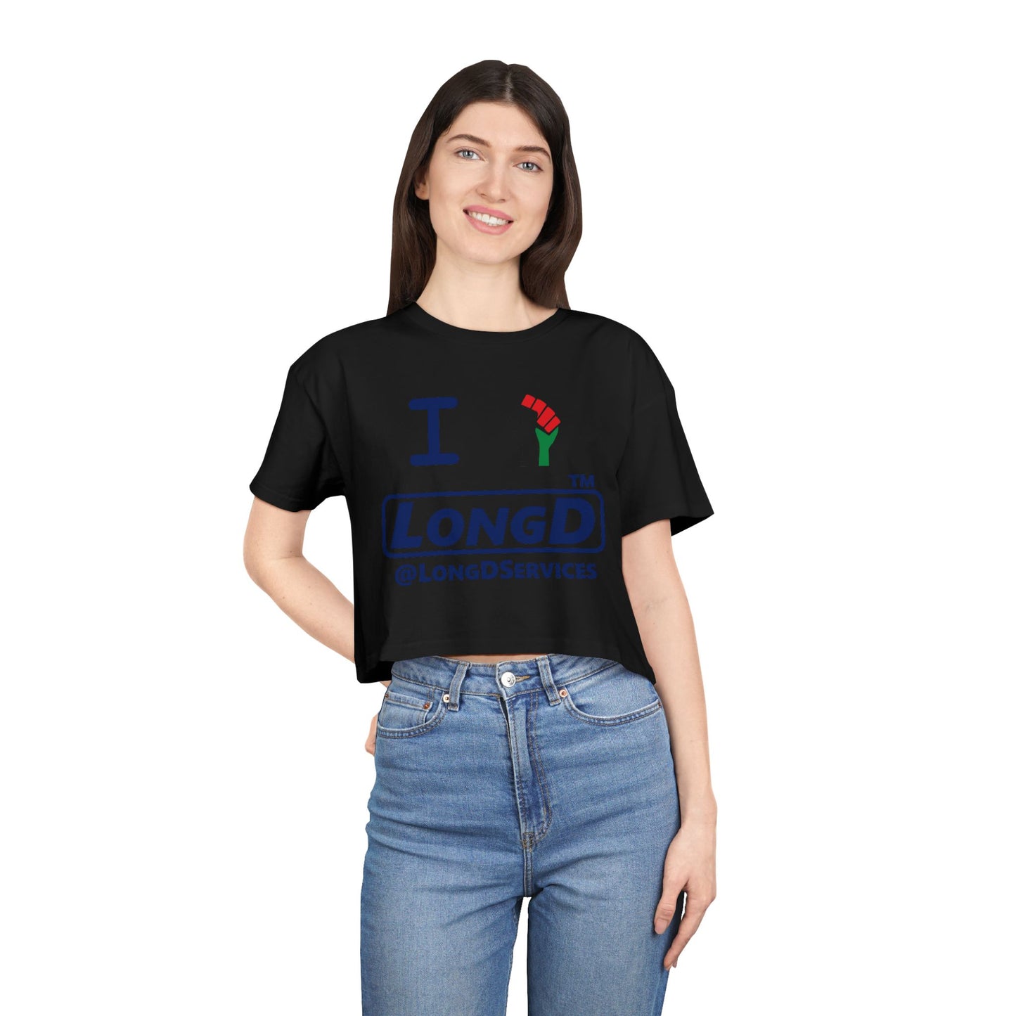 I fist LongD official front-back tag logo crop tee