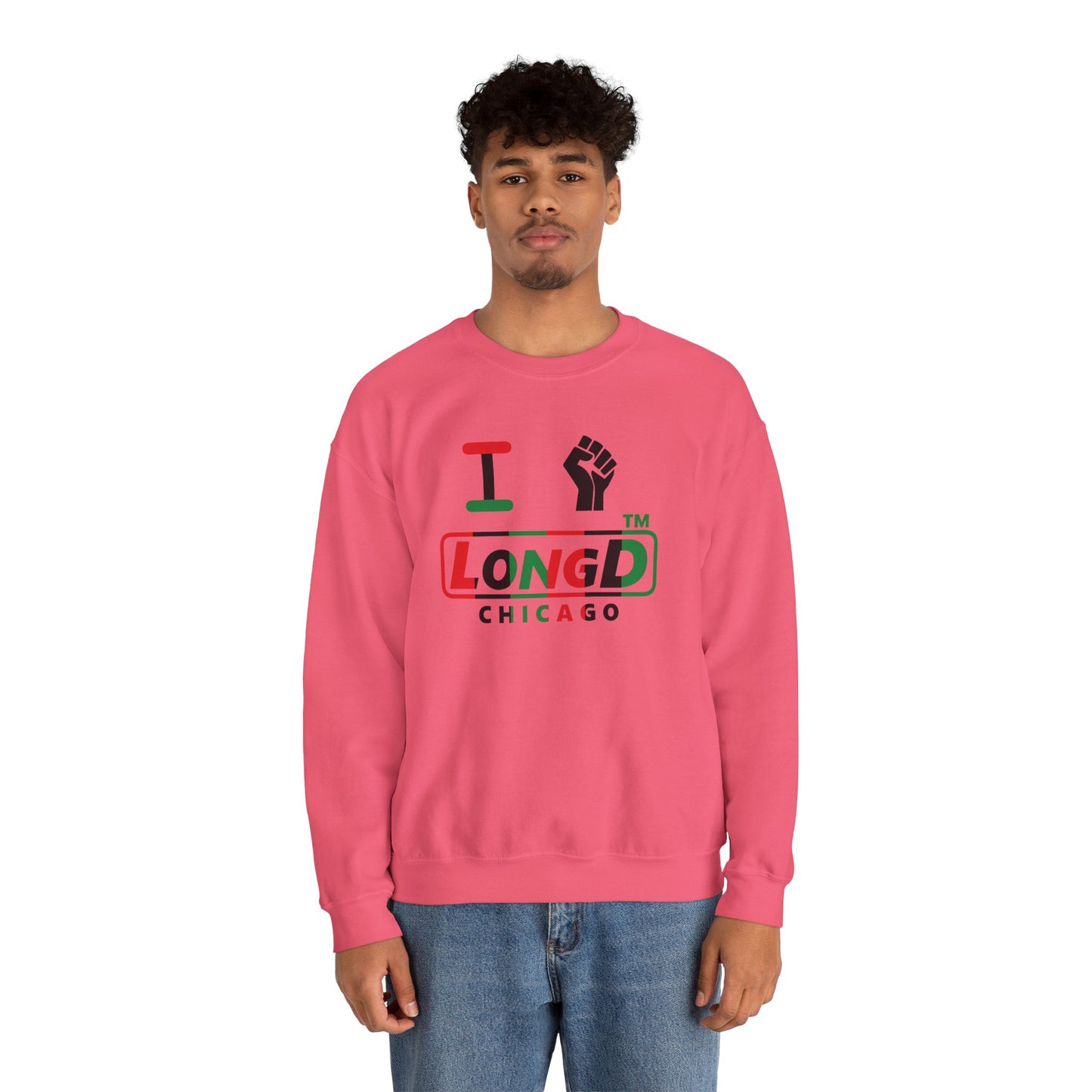 I fist LongD positive vertical 6-striped Chicago logo crewneck sweatshirt