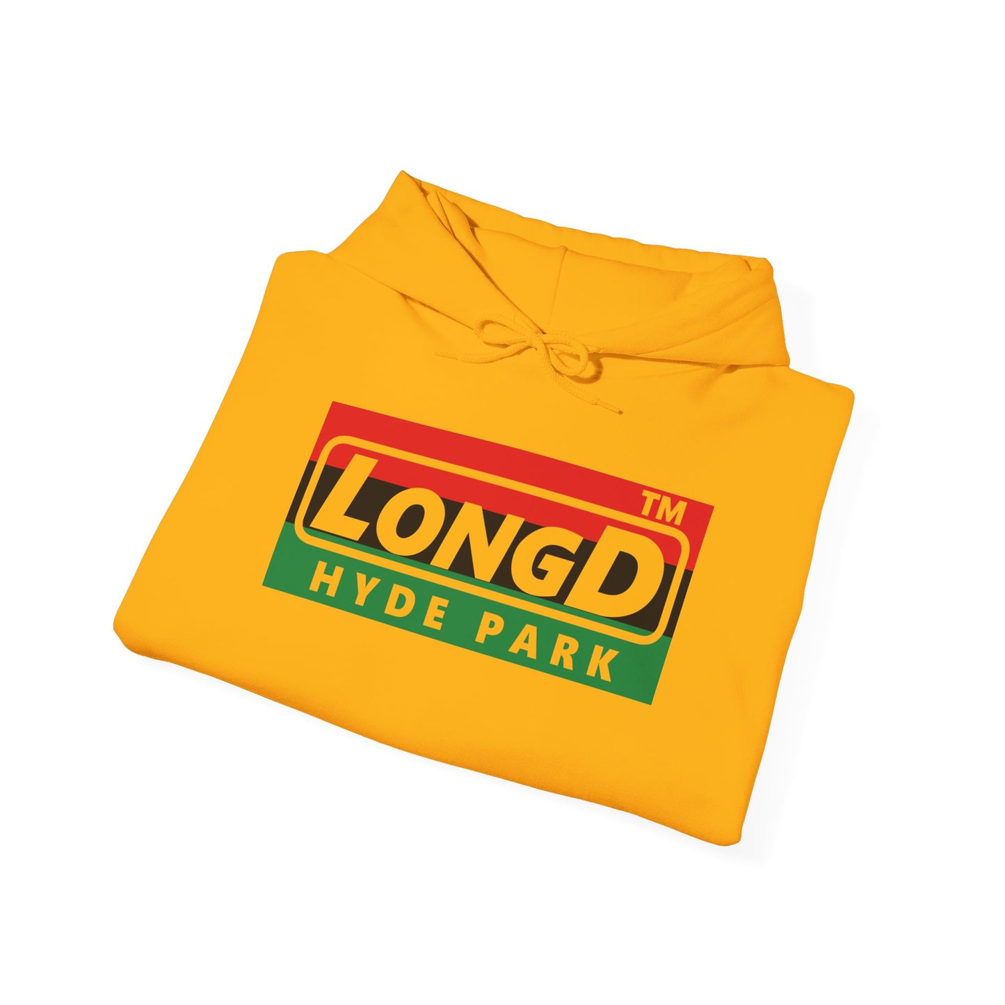 LongD® basic official Hyde Park 4-print flipped-back logo Hoodie (Juneteenth colors)