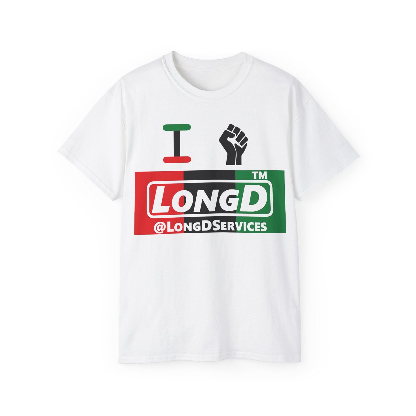 I fist LongD negative vertical 3-striped tag logo cotton tee