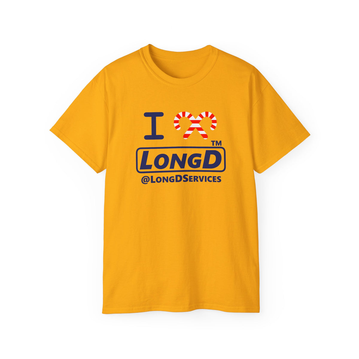 I candy cane LongD Tag positive official basic navy front-back logo cotton tee