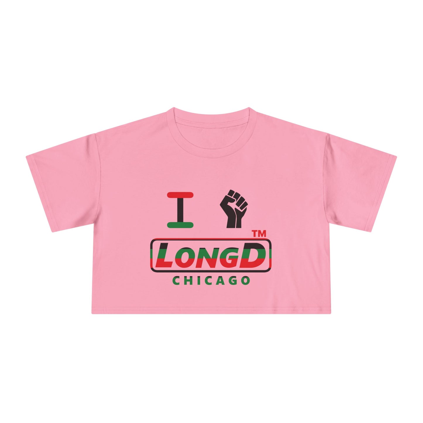 I fist LongD positive horizontal 6-striped Chicago logo crop tee