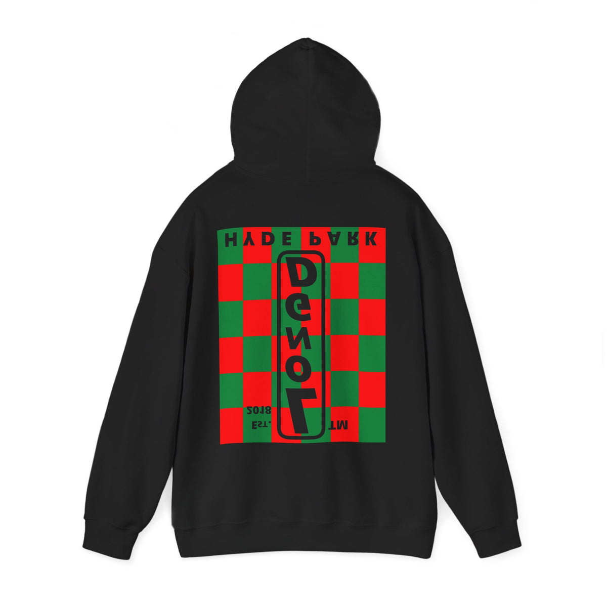 LongD Hyde Park negative upright checkered front-back logo (Xmas colors) hoodie
