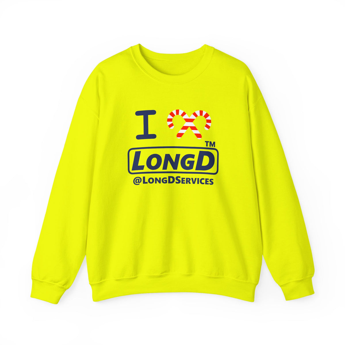I candy cane LongD Tag positive official basic navy front-back logo crewneck sweatshirt