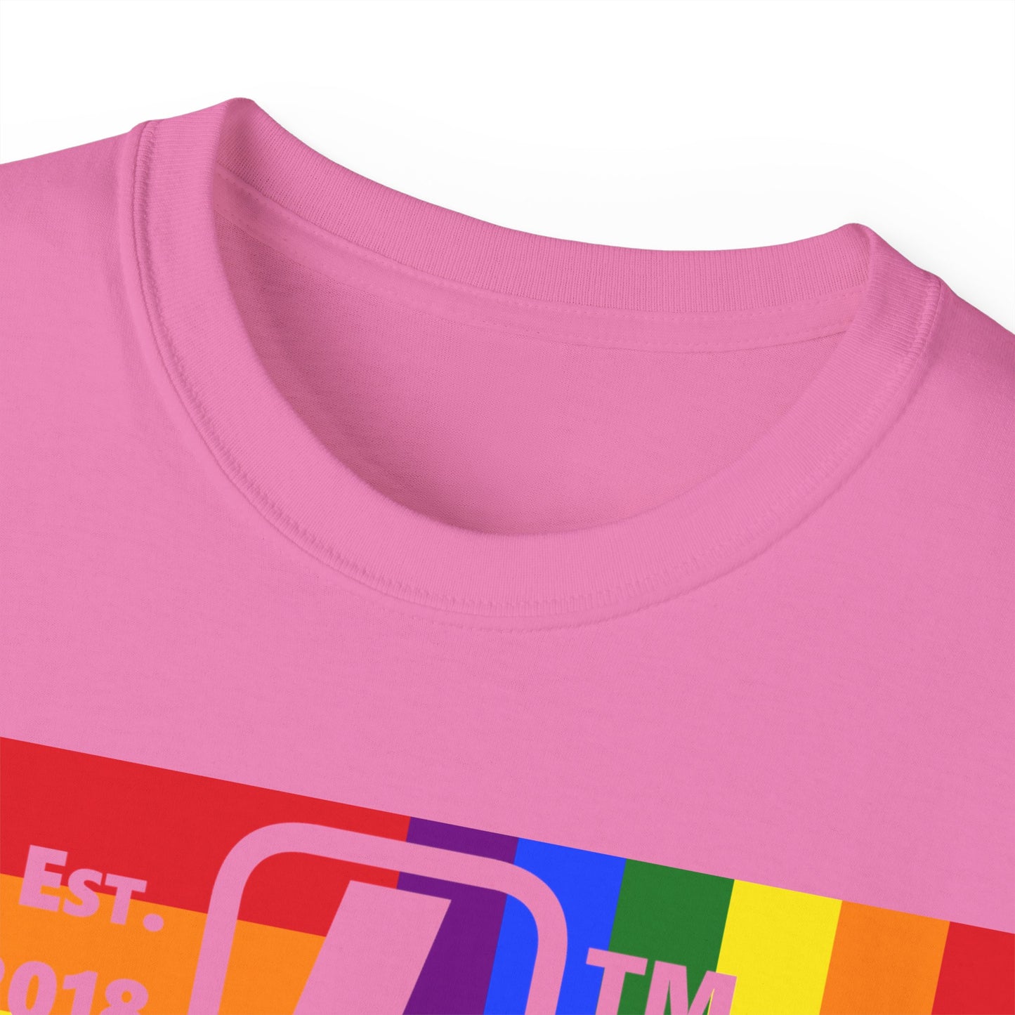 LongD Cotton Tee negative windmill Hyde Park upright logo (Pride colors)