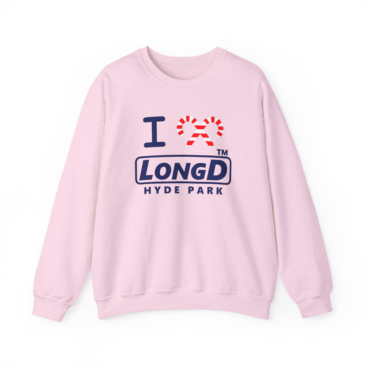 I candy cane LongD Hyde Park positive official basic navy front-back logo crewneck sweatshirt